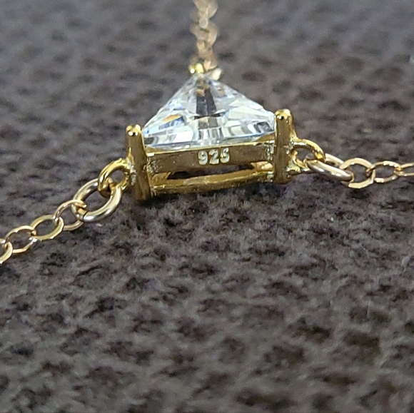 Silver🤍 Wren🪶 Cubic Zirconia💎 & Gold💛 Filled Bar Y-Necklace - Picture 8 of 13